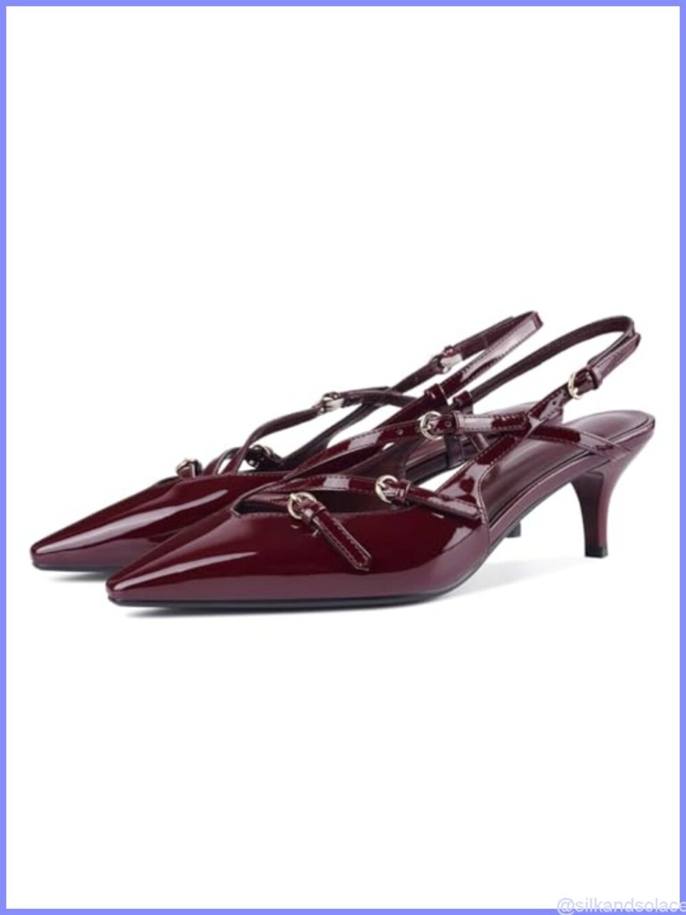 Women's Pointed Toe Slingback Kitten Heels Pumps Cushioned Insole